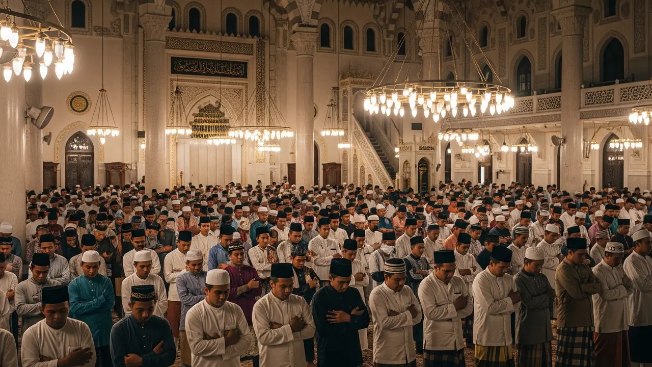 Ilustrasi Salat Tarawih (Gemini AI)