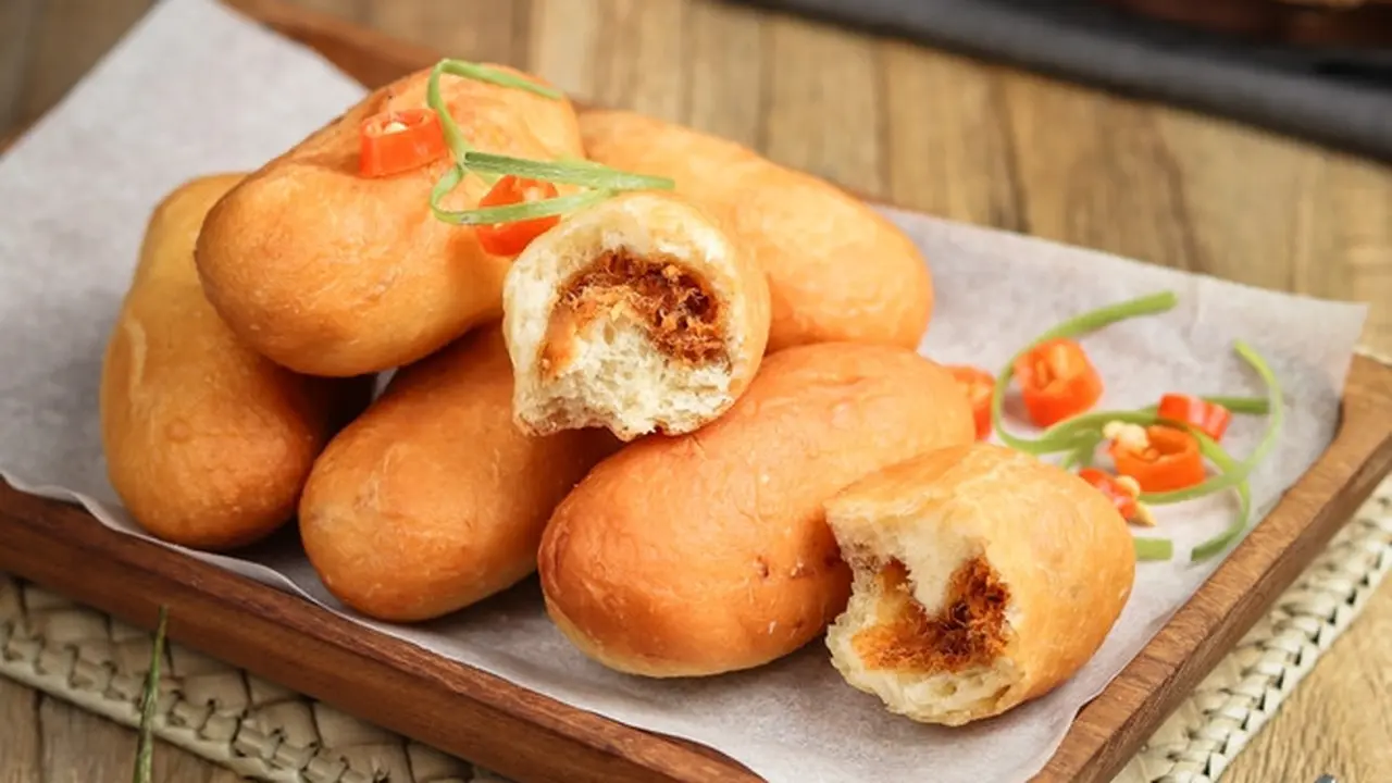 resep luti gendang roti isi abon