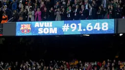 Dalam laga Liga Champions Putri itu, tercatat sebanyak 91.648 penonton memadati Stadion Camp Nou. (AFP/Lluis Gene)