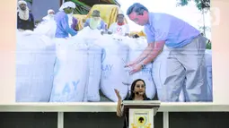 Gloria menyampaikan isu ketahanan pangan penting di tengah persiapan Pemilu 2024. Para calon pemimpin beserta jajarannya nanti dituntut untuk peka terhadap ancaman ketahanan pangan nasional. (Liputan6.com/Faizal Fanani)