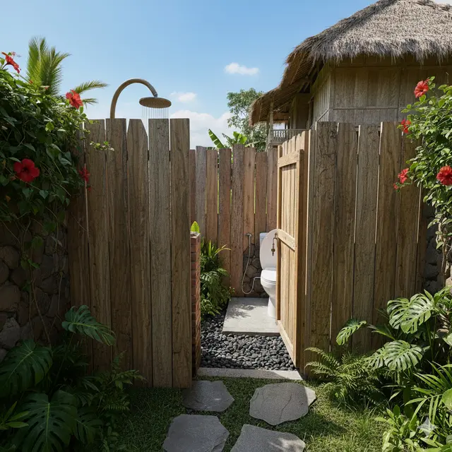 Desain Toilet Outdoor di Desa yang Asri tapi Tetap Indah