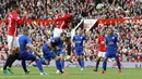 Aksi Paul Pogba saat mencetak gol ke gawang Leicester City pada laga Premier League di Stadion Old Trafford, Sabtu (24/9/2016) WIB. (Action Images via Reuters/Carl Recine)
