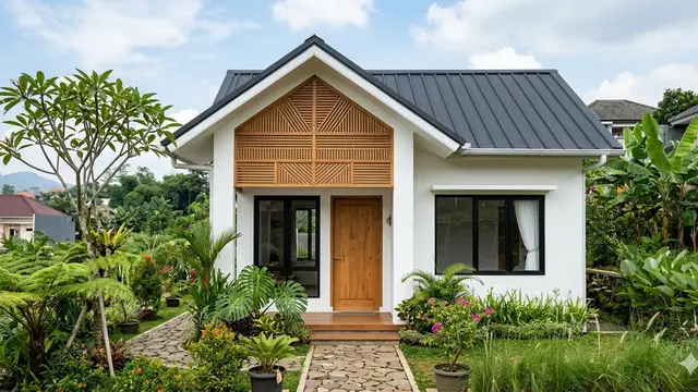 Desain Rumah Kecil dengan Lubang Angin Kayu Estetik (Foto: Gemini AI)
