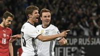 Selebrasi Muller usai jebol gawang Ceko (Reuters)