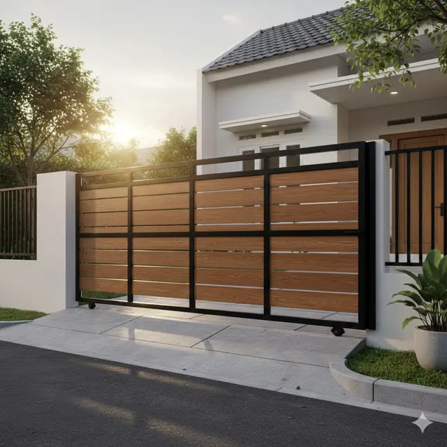 Pagar Rumah Kecil Minimalis dengan Pintu Sliding