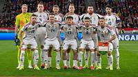 Skuad Timnas Hungaria dalam Kualifikasi Euro 2024. (ATTILA KISBENEDEK / AFP)
