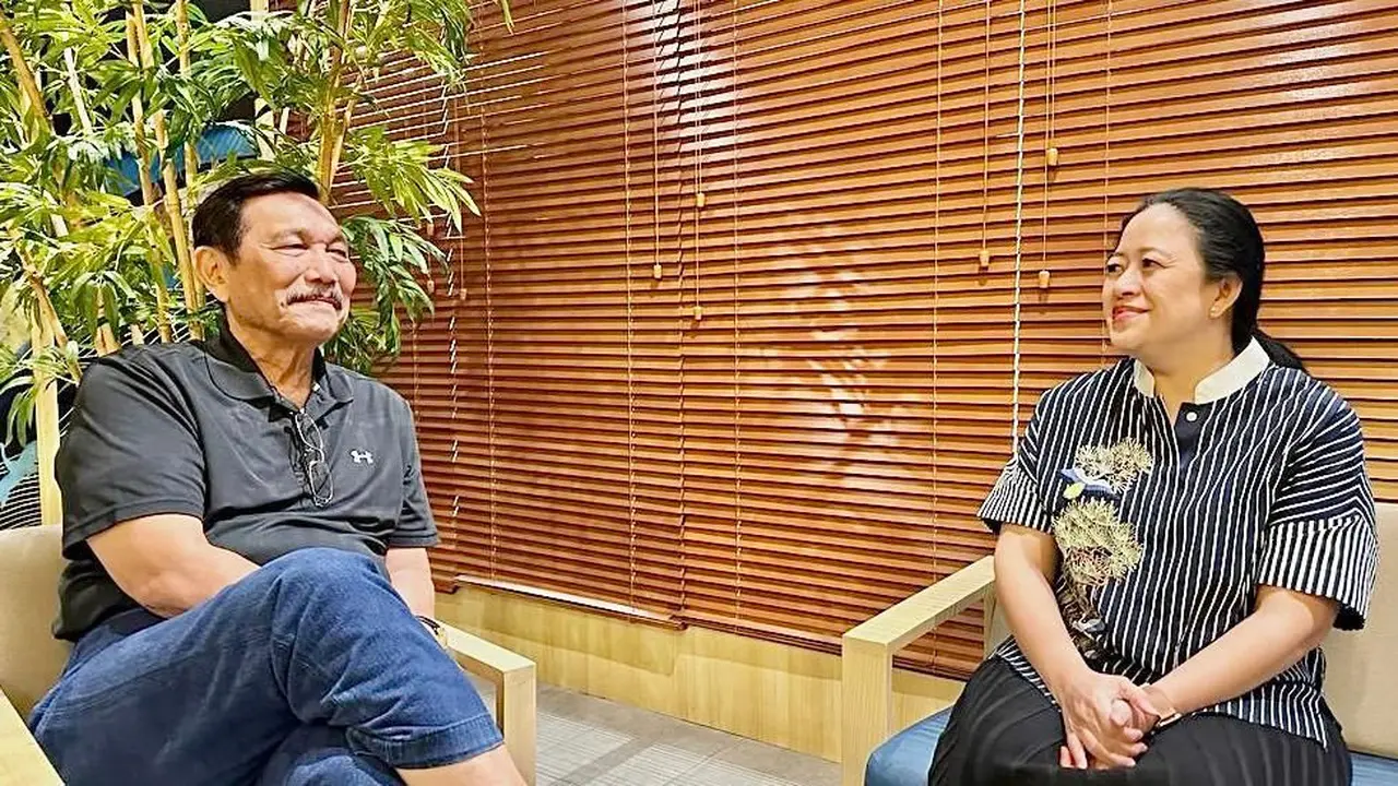 Ketua DPR Puan Maharani bertemu dengan Menko Kemaritiman dan Investasi Luhut Pandjaitan.