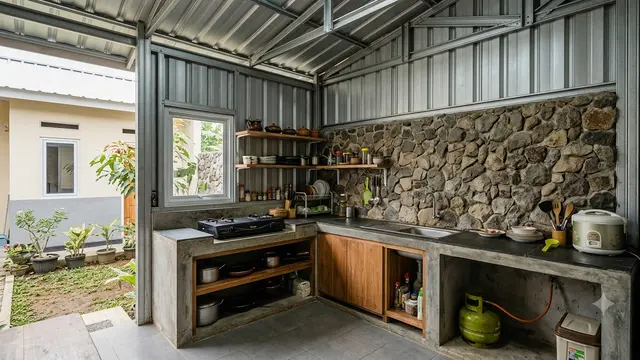 Desain Dapur Dinding Baja Ringan yang Kokoh Tahan Angin