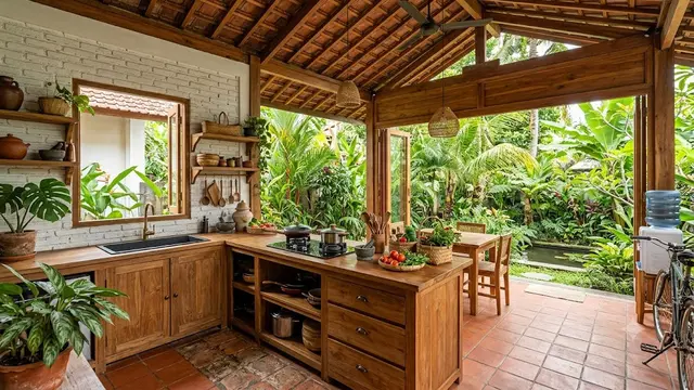 Model Dapur Semi Outdoor yang Sejuk Berkat Bukaan Lebar