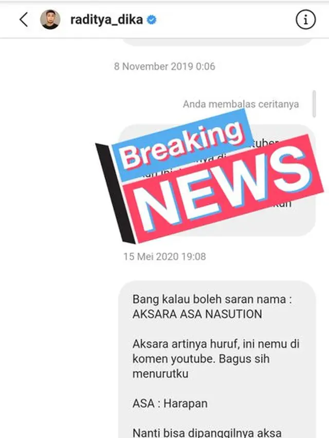 Nama Anak Kedua Raditya Dika Jadi Viral, Begini Ceritanya