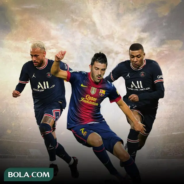Ilustrasi - Neymar, David Villa, Kylian Mbappe