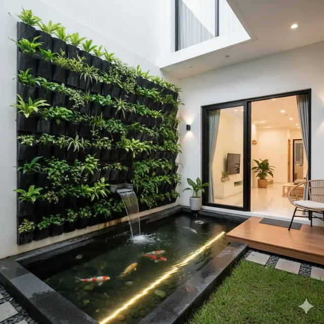 7 Model Rumah Kecil tapi Luas dengan Kolam Ikan Minimalis, Bikin Hunian Terlihat Adem dan Elegan