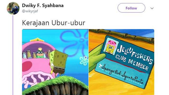 8 Meme Kocak Warganet Anggap Kerajaan Ubur Ubur Mirip Spongebob Citizen6 Liputan6 Com Ia tinggal di rumah berbentuk nanas di dasar laut. 8 meme kocak warganet anggap kerajaan
