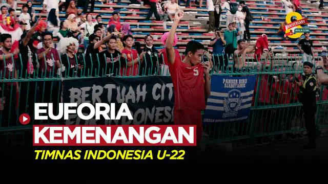 Berita Video, para suporter dan pemain Timnas Indonesia U-22 merayakan kemenangan di semifinal SEA Games 2023 kontra Vietnam pada Sabtu (13/5/2023)