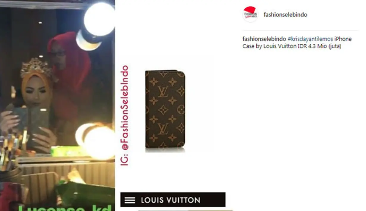 Case HP Krisdayanti ini bermerek Louis Vuitton, harga case HP ini adalah Rp 4,3 juta. (Foto: instagram.com/fashionselebindo)