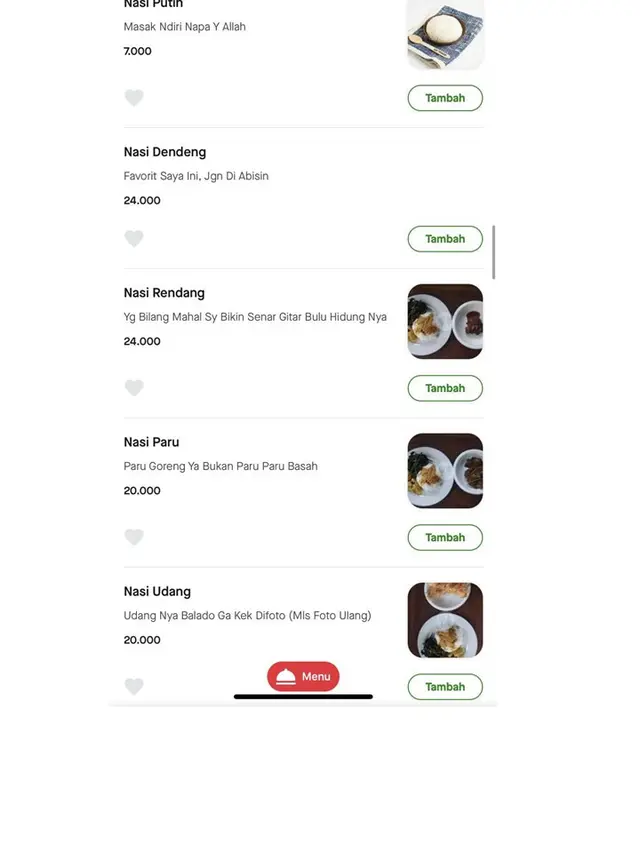 8 Potret Deskripsi Menu Makanan di Ojek Online Ini Bikin Geleng Kepala