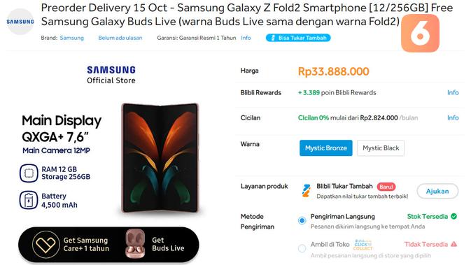 Pre-order Galaxy Z Fold 2 di Blibli.com dibuka mulai 11-19 September 2020 (Liputan6.com/ Agustin Setyo W)