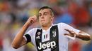 Ekspresi pemain anyar Juventus, Andrea Favilli usai mencetak gol ke gawang Bayern Munchen dalam International Champions Cup (ICC) 2018 di Lincoln Financial Field, Philadelphia, Amerika Seikat, Rabu (25/7). (Eduardo Munoz Alvarez/AFP)