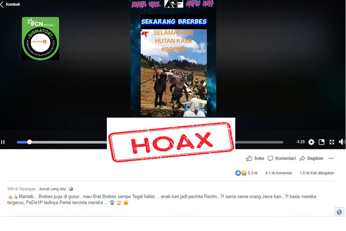 Tangkapan layar salah satu hoaks seputar hutan
