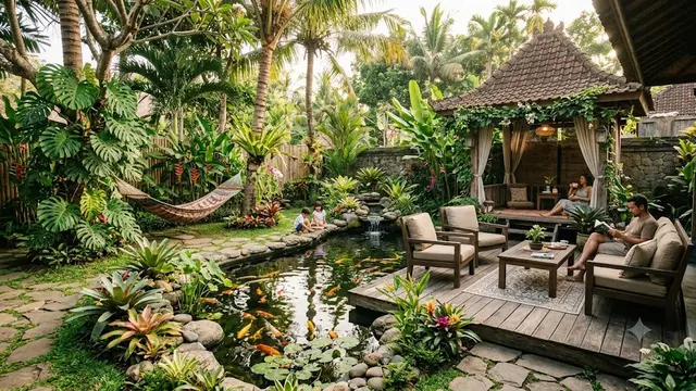 Ide Pekarangan yang Menggabungkan Kolam, Kebun, dan Area Santai