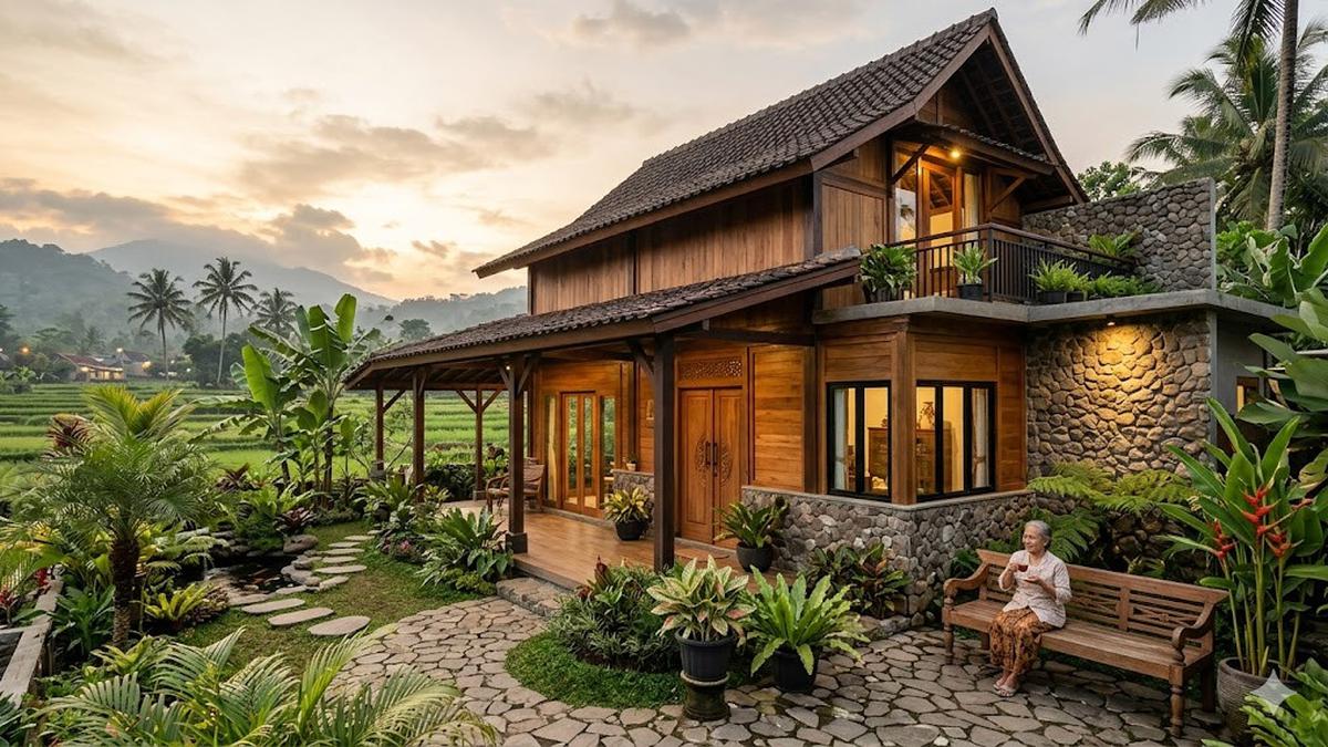 9 Contoh Rumah Desa Minimalis dengan Nuansa Kayu dan Batu Alam, Sentuhan Rustic Modern