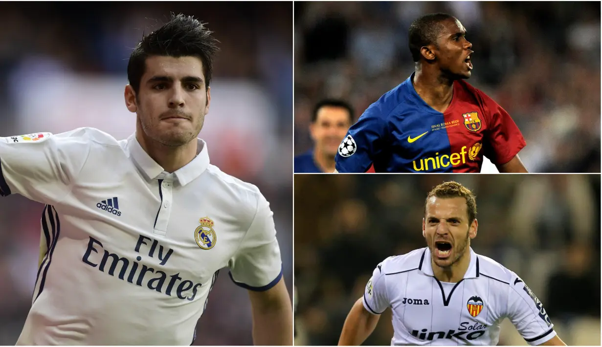 Berikut ini Alvaro Morata dan lima striker hebat yang tersingkir dari Real Madrid. Diantaranya, Samuel Eto'o dan Roberto Soldado. (Foto-foto Kolase AFP dan EPA)