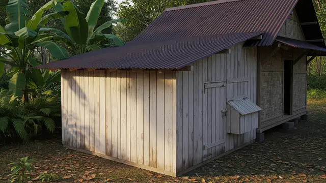 Kandang Ayam dengan Penutup Atap Rapat