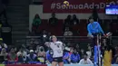 Pemain Jakarta BIN, Fernanda Davis Tome melakukan spike ke arah pemain Bandung Bjb Tandamata pada laga Final Four PLN Mobile Proliga 2023 yang berlangsung di GOR Jatidiri, Semarang, Jawa Tengah, Sabtu (04/03/2023) malam WIB. Jakarta BIN menang tiga set langsung dengan skor 30-28, 26-24, dan 25-15. (Dok. Proliga 2023)