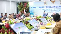 Subholding Upstream PT Pertamina (Persero), PT Pertamina Hulu Energi (PHE) menggelar Rapat Umum Pemegang Saham (RUPS) pada Jumat (12/6/2025).
