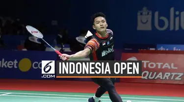 Pebulu tangkis Indonesia Jonatan Christie berhasil mengalahkan pemain asal Denmark pada Indonesia Open 2019.