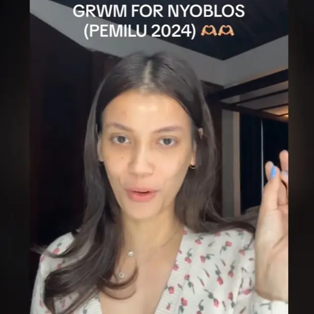 Sabrina Chairunnisa Ungkap Tips Makeup Simpel tapi Tetap Glowing Saat ke TPS, Auto Banjir Pujian.  foto: TikTok @sabrinachairunnisa_