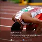 Lalu Muhammad Zohri sujud syukur atas kemenangan meraih emas di Kejuaran Dunia Atletik U-20, Tampere, Finlandia pada 11 Juli 2018. (Twitter International Association of Athletics Federations)