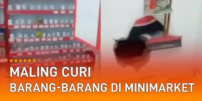 VIDEO: Jebol Tembok Belakang Toko, Maling Curi Barang-Barang di Minimarket