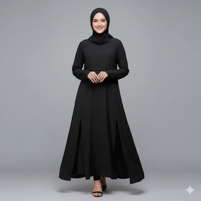 7 Model Gamis Abaya Hitam Polos, Inspirasi Tampilan Elegan dan Minimalis