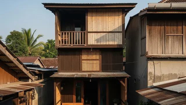 Rumah dengan Desain Vertikal dan Teras Bertingkat