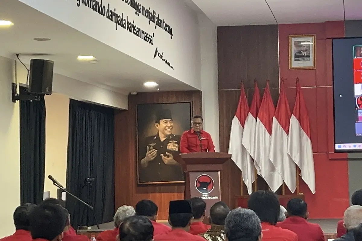 Sekretaris Jenderal (Sekjen) PDI Perjuangan (PDIP), Hasto Kristiyanto di Sekolah Partai PDIP di Lenteng Agung, Jakarta Selatan, Sabtu (18/4/2026) (Liputan6.com/Winda Nelfira)