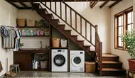 6 Ide Ruang Cuci di Bawah Tangga untuk Rumah Dua Lantai yang Rapi dan Praktis