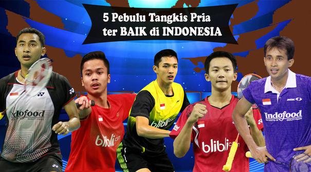 Video lima pemain bulu tangkis tunggal putra terbaik yang dimiliki Indonesia saat ini. Tommy Sugiarto menempati ranking 1 di Indonesia dan 10 di dunia.