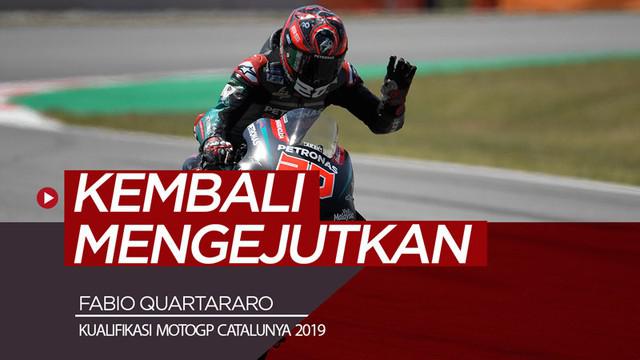 Berita video hasil kualifikasi MotoGP Catalunya 2019, di mana Fabio Quartararo kembali mengejutkan dengan meraih pole position, dan Valentino Rossi menduduki start dari posisi ke-5.