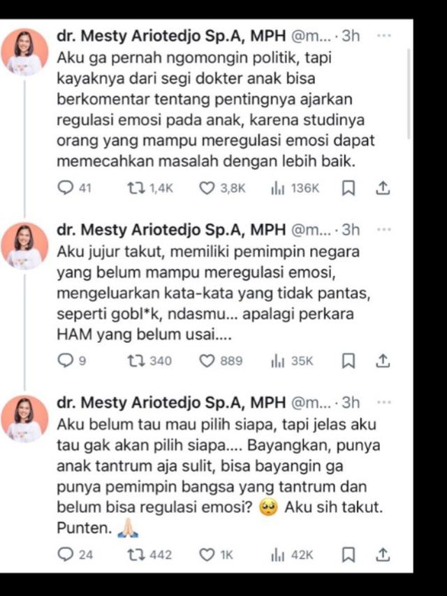 Mesty Ariotedjo Kakak Menpora Dito Ariotedjo Viral karena Unggah Soal Pemimpin Tantrum