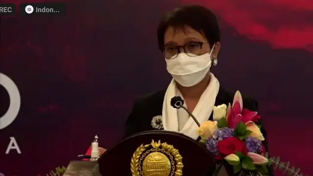 Menlu Retno dalam Pertemuan Bilateral Menlu RI-Menlu Panama. (Screen Grab)