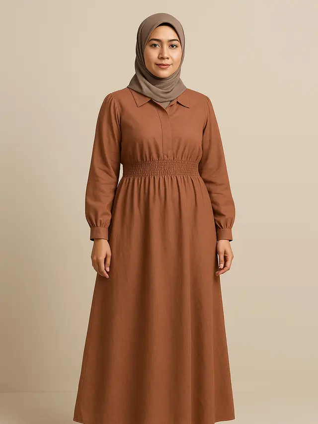 Model Gamis Kerah Rebah (Foto: ChatGPT)