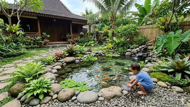 Inspirasi Kolam Ikan Dangkal yang Aman untuk Balita dan Tetap Cantik Dipandang