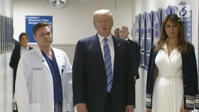 Ditemani sang Istri, Donald Trump kunjungi korban selamat penembakan  di RS Broward Health North Hospital, Florida.