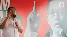 Ketua Umum Partai Kebangkitan Nusantara (PKN), Anas Urbaningrum saat menyampaikan pidato politik pertamanya di kawasan Monas, Jakarta, Sabtu (15/7/2023). (Liputan6.com/Faizal Fanani)