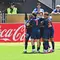 Pemain Paris Saint-Germain (PSG) merayakan gol yang dicetak Fabian Ruiz ke gawang Atletico Madrid dalam laga Grup B Piala Dunia Antarklub 2025 di Rose Bowl stadium, Los Angeles, Senin (16/6/2025) dini hari WIB. (Frederic J. Brown / AFP)