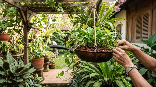 Ide Daur Ulang Wajan Menjadi Peralatan Taman