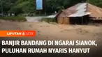 Banjir menerjang kawasan Ngarai Sianok, Bukittinggi, Sumatra Barat pada Senin sore. Belasan rumah dan warung di sekitar bantaran sungai rusak.