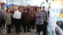 Wakil Presiden RI Jusuf Kalla didampingi Menteri BUMN Rini Suwandi, Menhub Budi Karya saat meninjau Terminal 3, Bandara Soekarno Hatta, Tangerang, Banten, Senin (15/08). (Liputan6.com/Angga Yuniar)