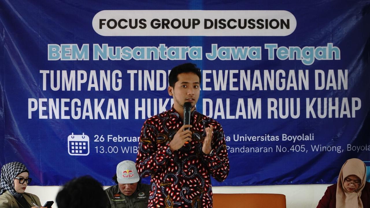 BEM Nusantara saat bahas bahaya kewenangan absolut dalam RUU KUHAP dalam FGD di Universitas Boyolali, Jawa Tengah. Foto: Liputan6.com/ Dokumen Universitas Boyolali